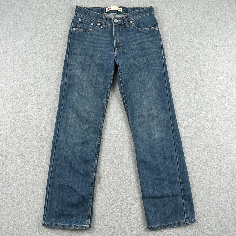 Levis Jeans Boys 12 Blue 505 Regular Straight Leg‎ Denim Pants W26 L26